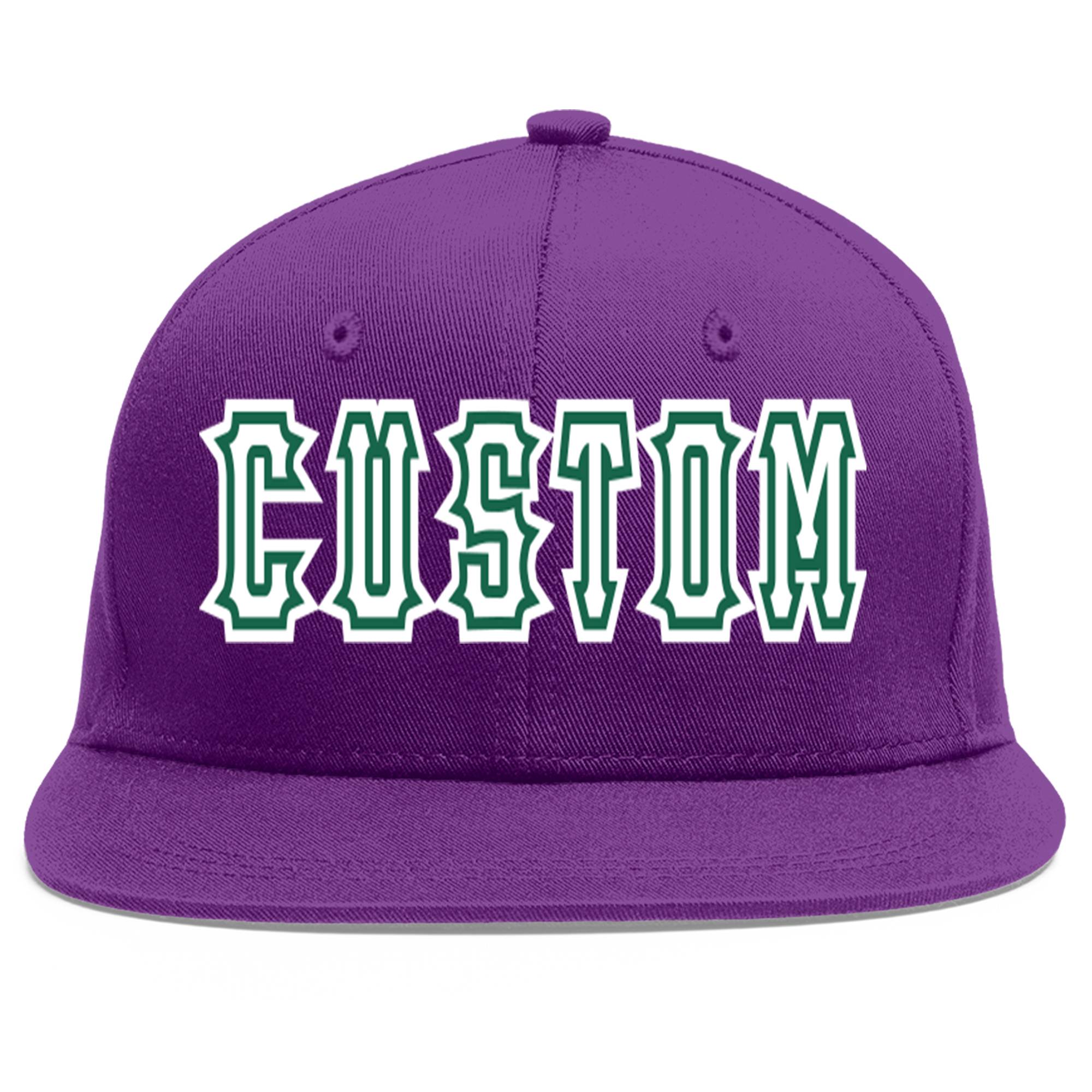 Casquette de baseball personnalisée violet blanc-vert Kelly Flat Eaves