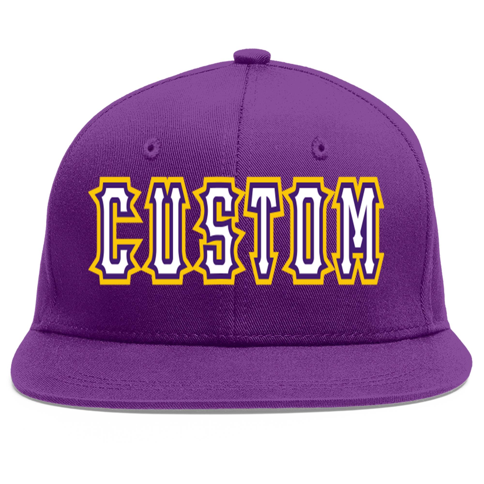 Casquette de baseball sport personnalisée violet blanc-violet plat Eaves