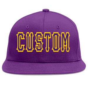 Casquette de baseball personnalisée violet violet-or Flat Eaves Sport