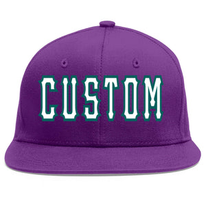 Casquette de baseball personnalisée violet blanc-aqua plat Eaves Sport