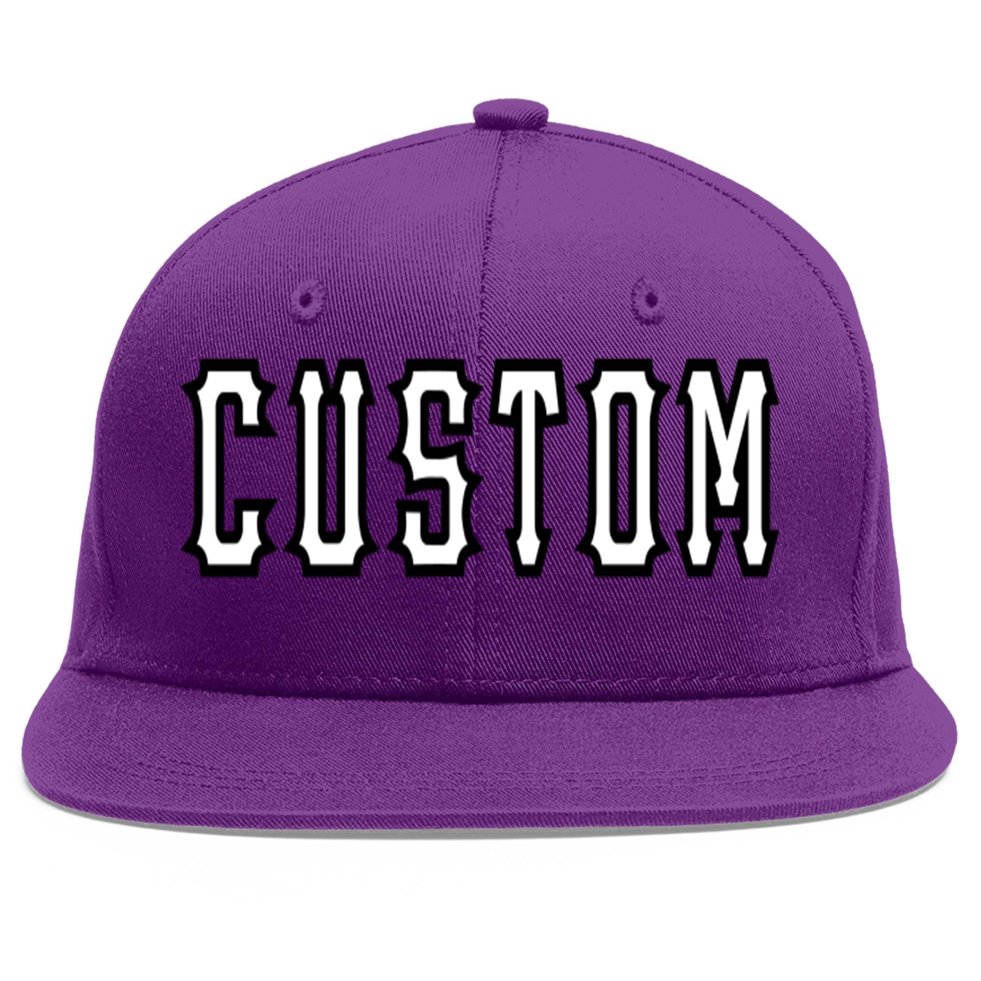 Casquette de baseball sport personnalisée violet blanc-noir Flat Eaves