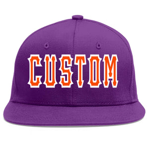 Casquette de baseball sport personnalisée violet orange-blanc plat Eaves