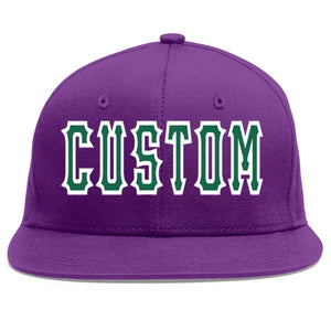 Casquette de baseball personnalisée violet Kelly vert-blanc plat Eaves Sport