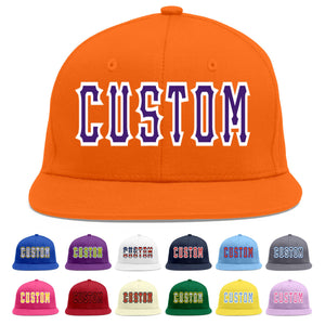 Casquette de baseball personnalisée Orange violet-blanc Flat Eaves Sport