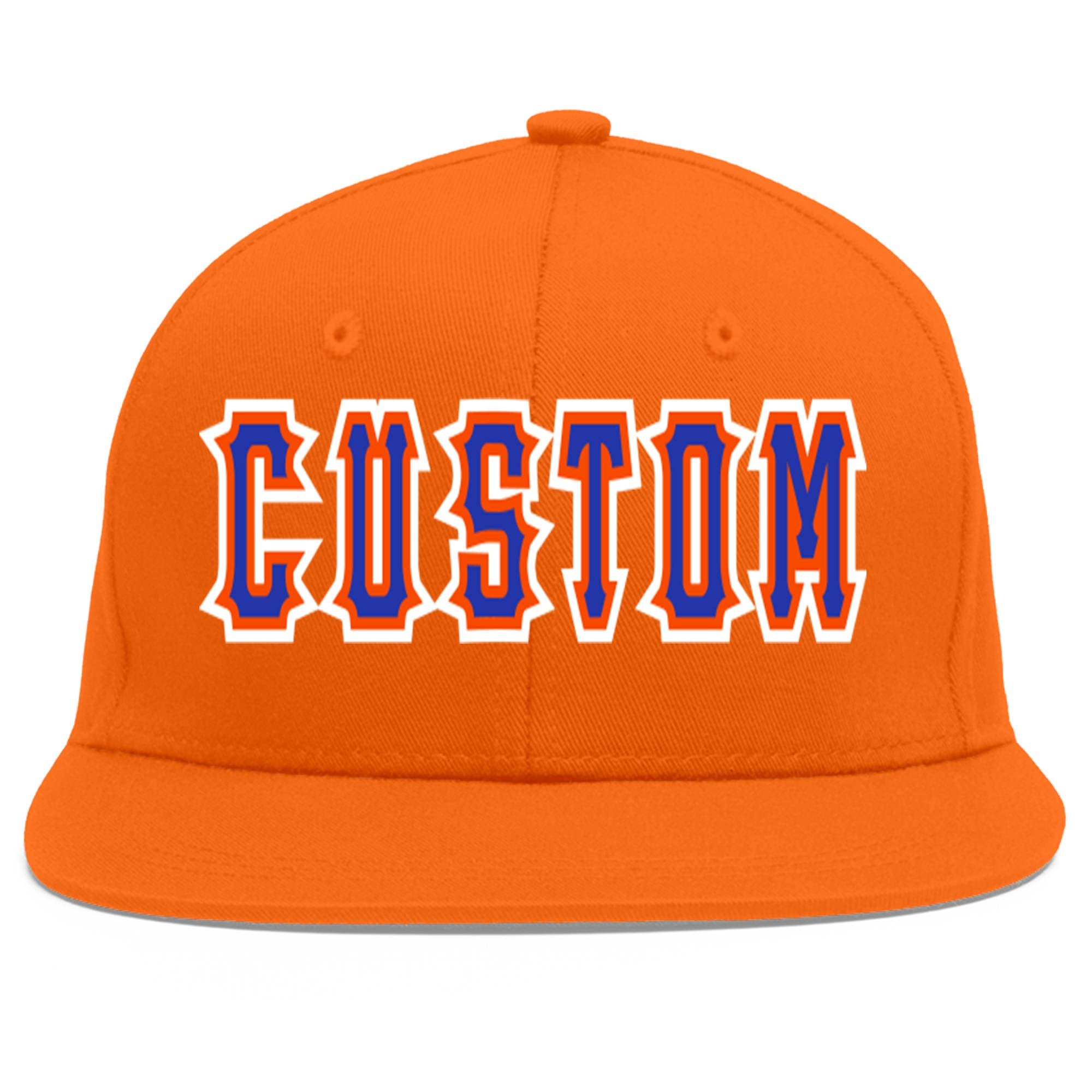 Casquette de baseball sport personnalisée Orange Royal-Orange Flat Eaves