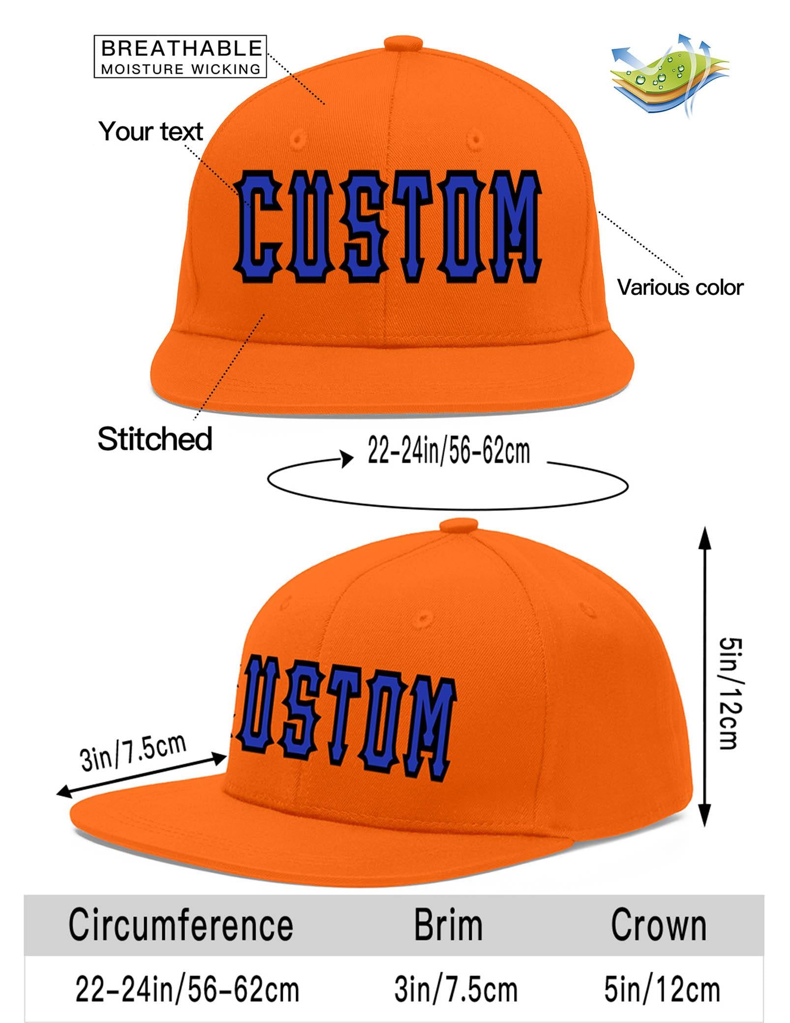 Casquette de baseball sport personnalisée Orange Royal-Black Flat Eaves