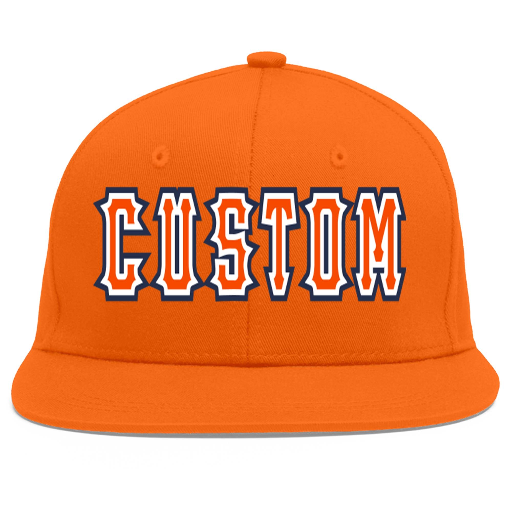 Custom Orange Orange-White Flat Eaves Sport Baseball Cap