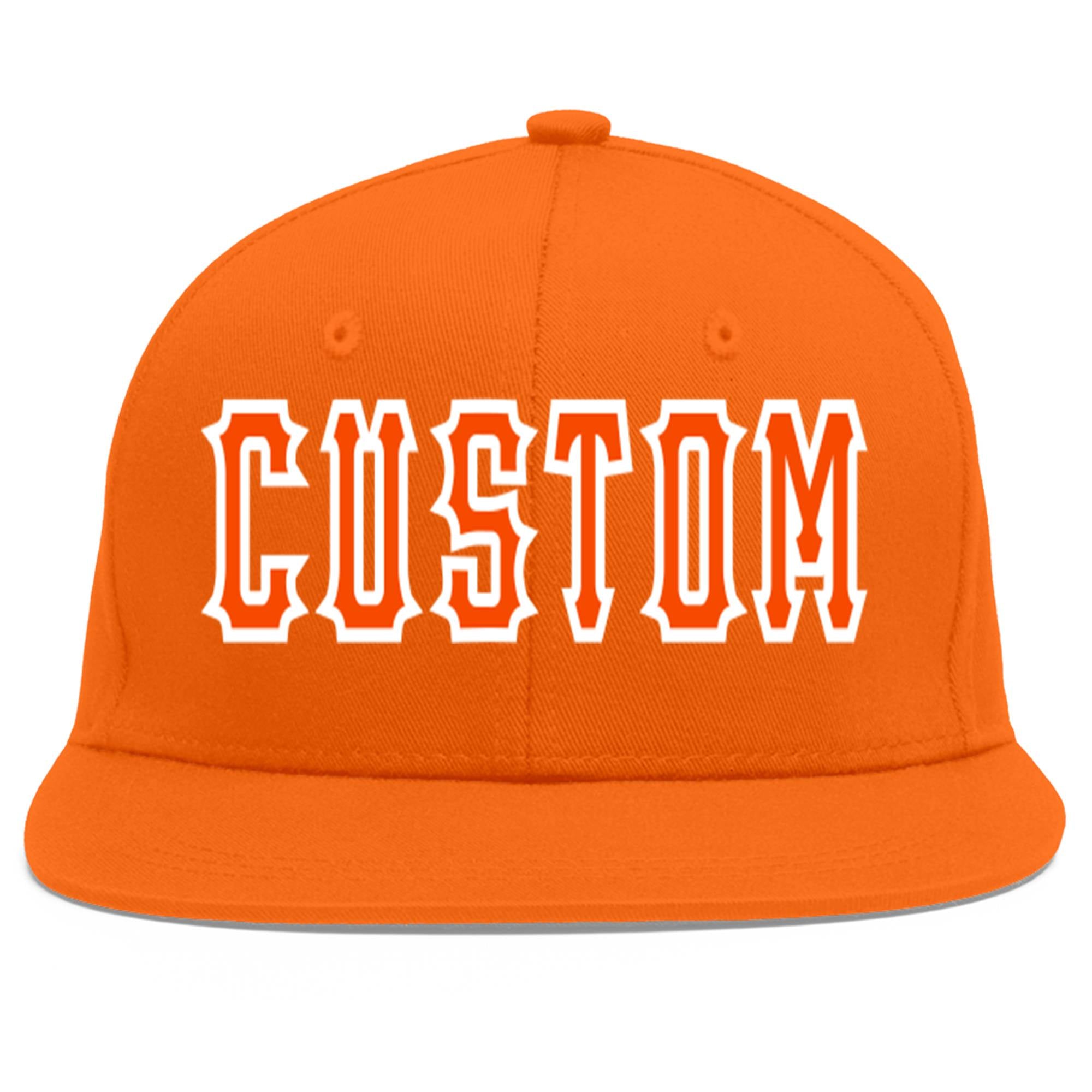 Casquette de baseball sport personnalisée Orange Orange-Blanc Flat Eaves