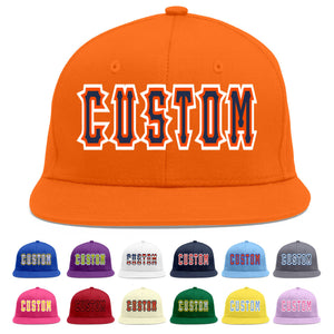 Custom Orange Navy-Orange Flat Eaves Sport Baseball Cap