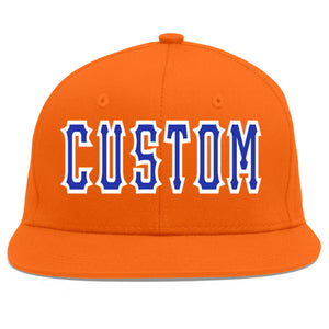 Casquette de baseball sport personnalisée Orange Royal-White Flat Eaves