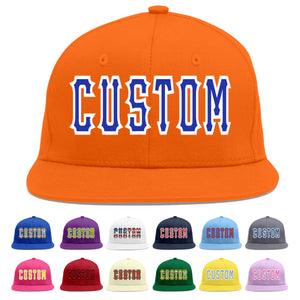 Casquette de baseball sport personnalisée Orange Royal-White Flat Eaves