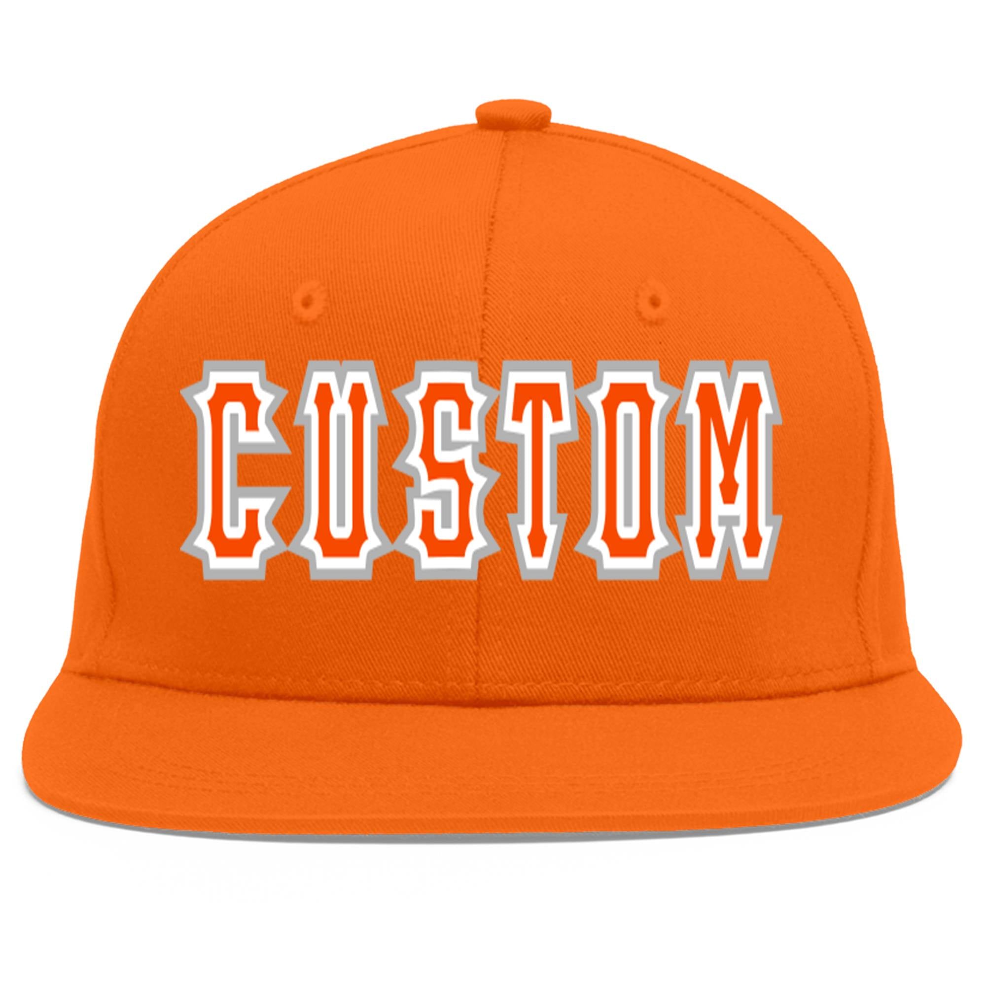 Custom Orange Orange-White Flat Eaves Sport Baseball Cap