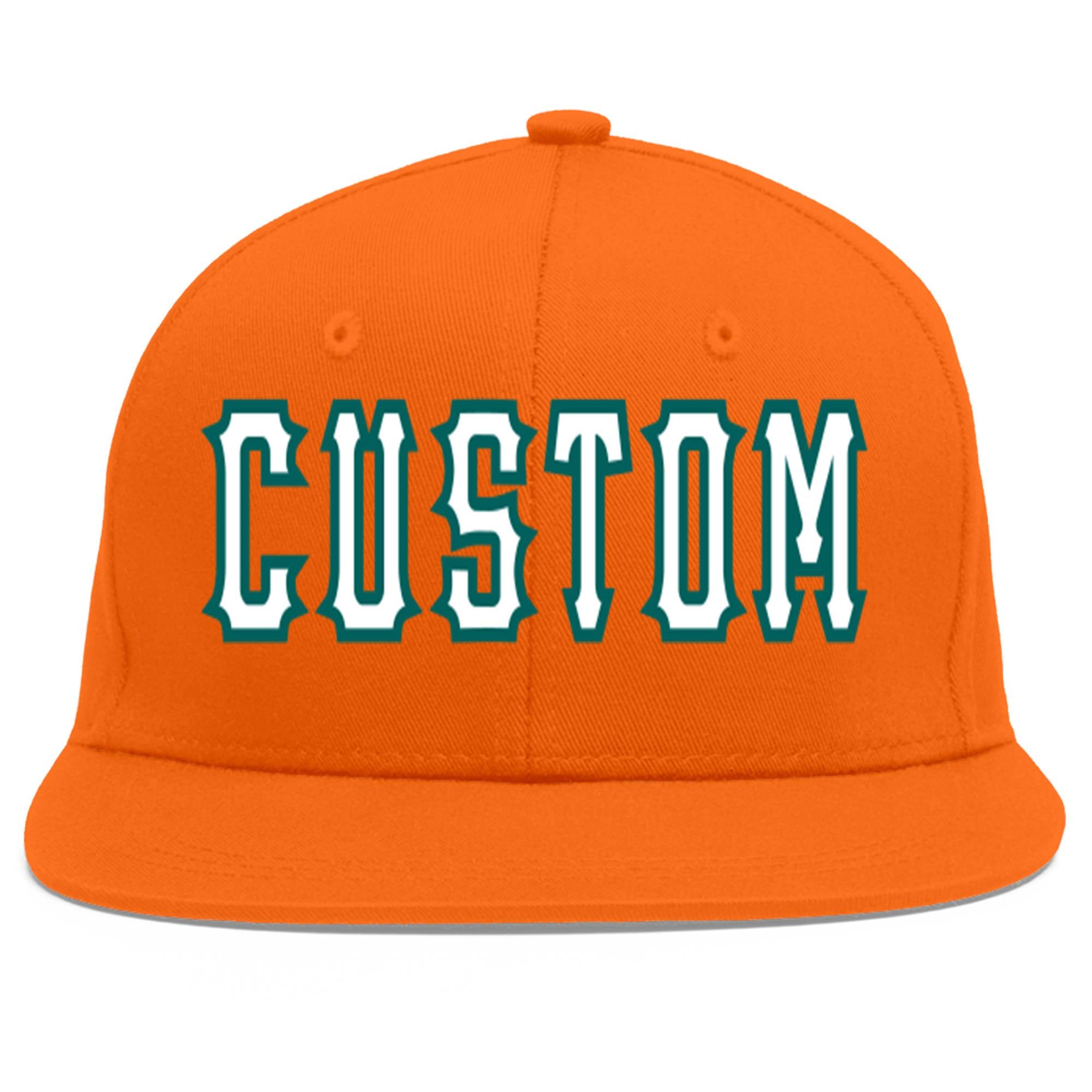 Casquette de baseball sport personnalisée Orange Blanc-Aqua Flat Eaves