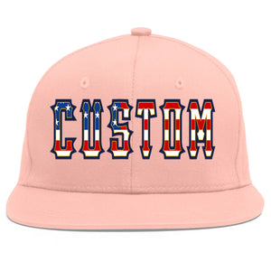 Casquette de baseball de sport rose personnalisée avec drapeau américain vintage et avant-toit plat