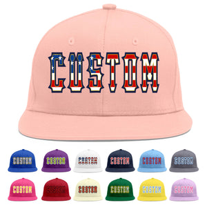 Casquette de baseball de sport rose personnalisée avec drapeau américain vintage et avant-toit plat