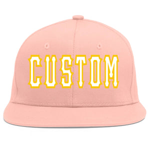 Casquette de baseball sport personnalisée rose blanc-or Flat Eaves