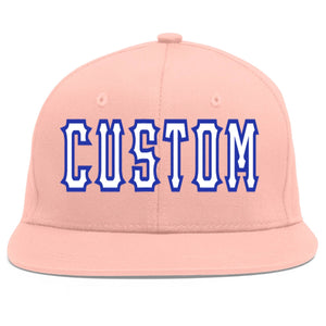 Casquette de baseball sport personnalisée rose blanc-royal Flat Eaves