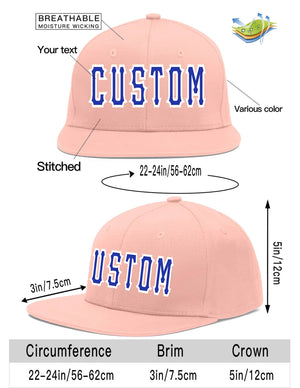 Custom Pink Royal-White Flat Eaves Sport Baseball Cap