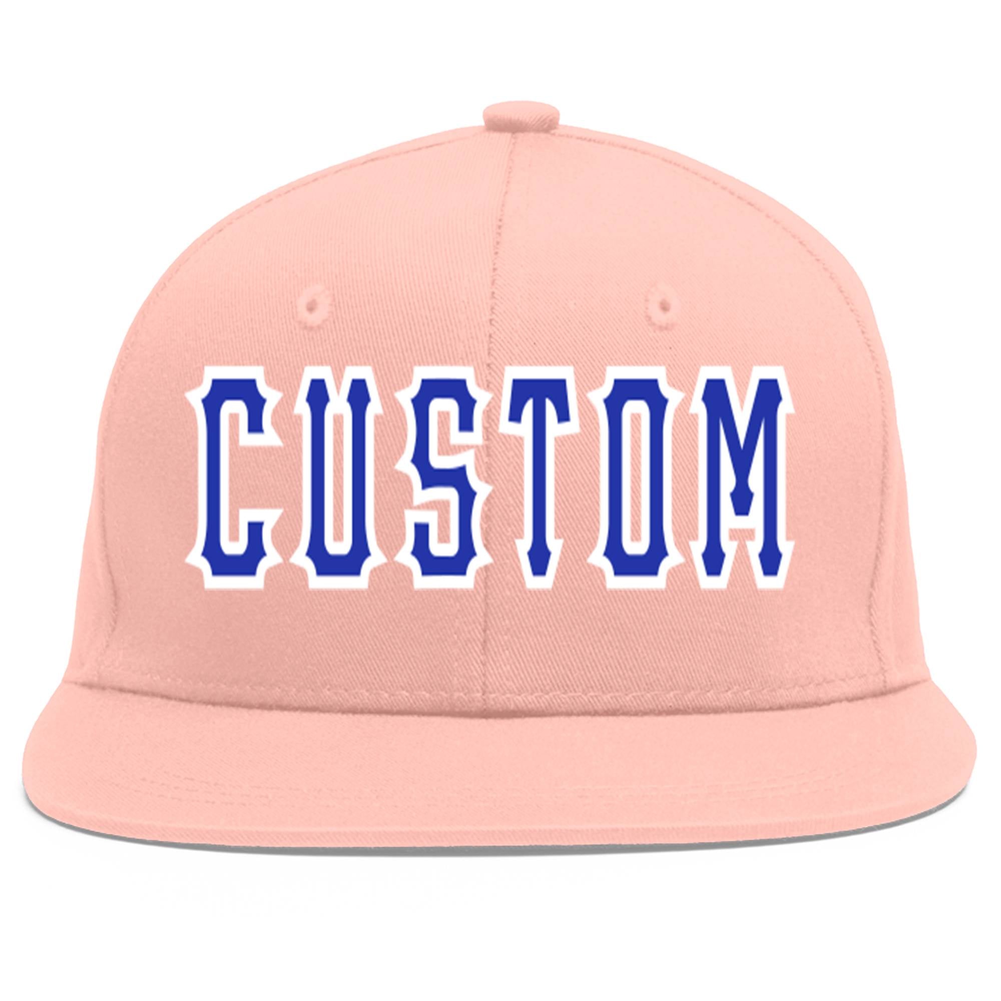 Casquette de baseball sport personnalisée rose Royal-White Flat Eaves