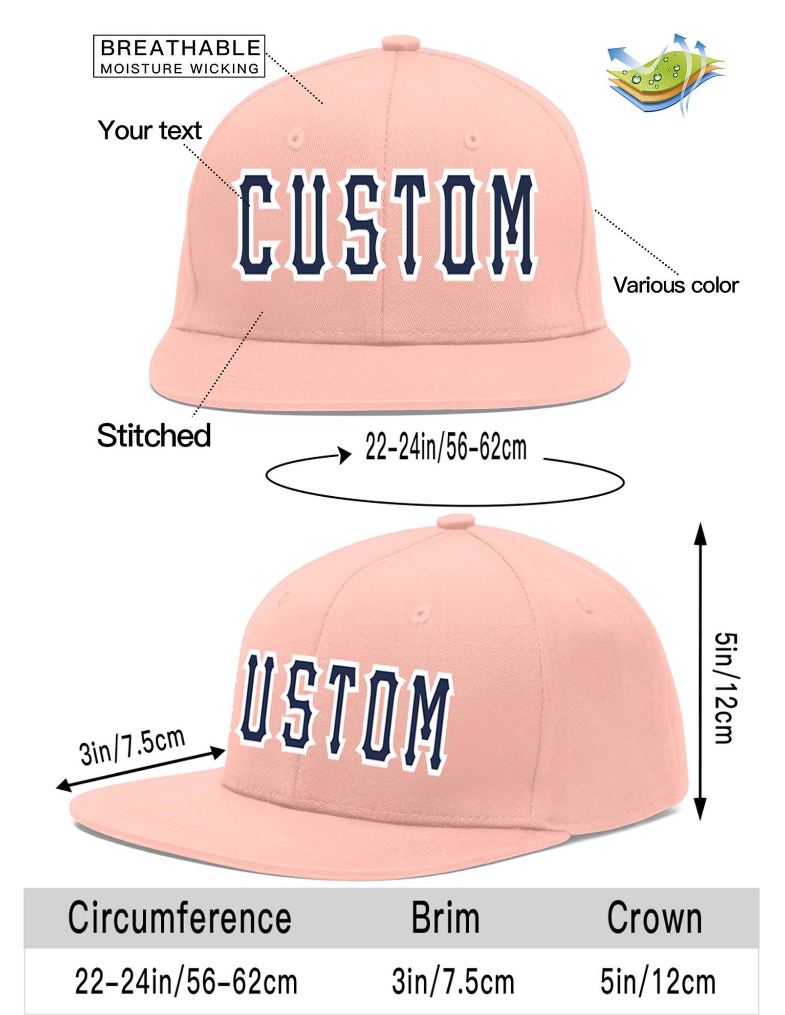 Custom Pink Navy-White Flat Eaves Sport Baseball Cap