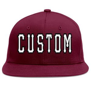 Casquette de baseball personnalisée Crimson White-Black Flat Eaves Sport