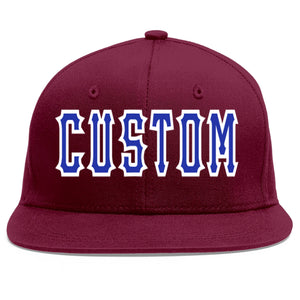 Casquette de baseball sport personnalisée Crimson Royal-White Flat Eaves