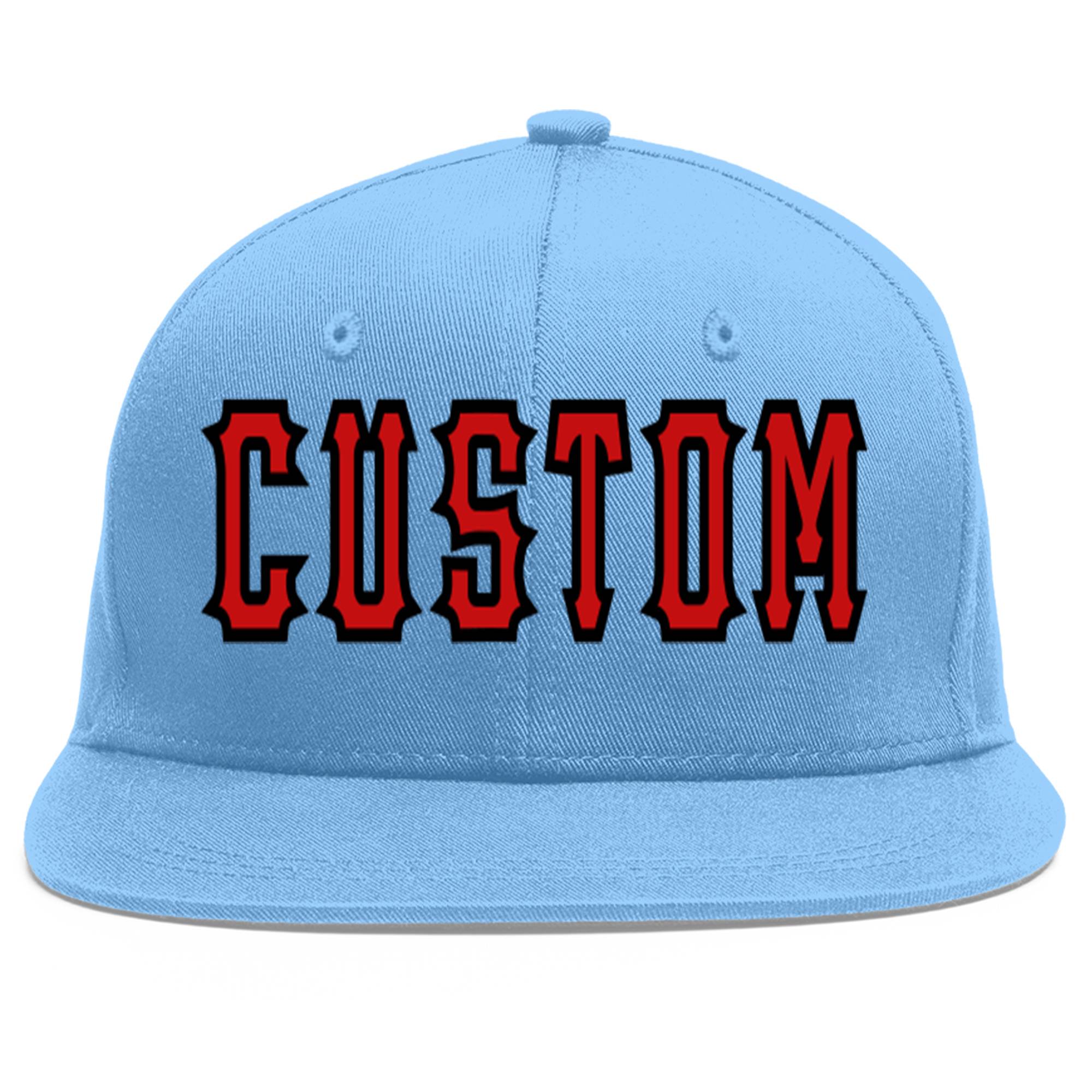 Casquette de baseball sport personnalisée bleu clair rouge-noir Flat Eaves