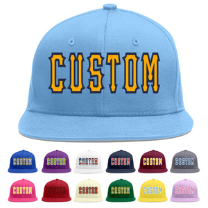 Casquette de baseball sport personnalisée bleu clair jaune-marine Flat Eaves