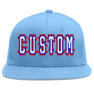 Casquette de baseball personnalisée bleu clair blanc-royal Flat Eaves Sport