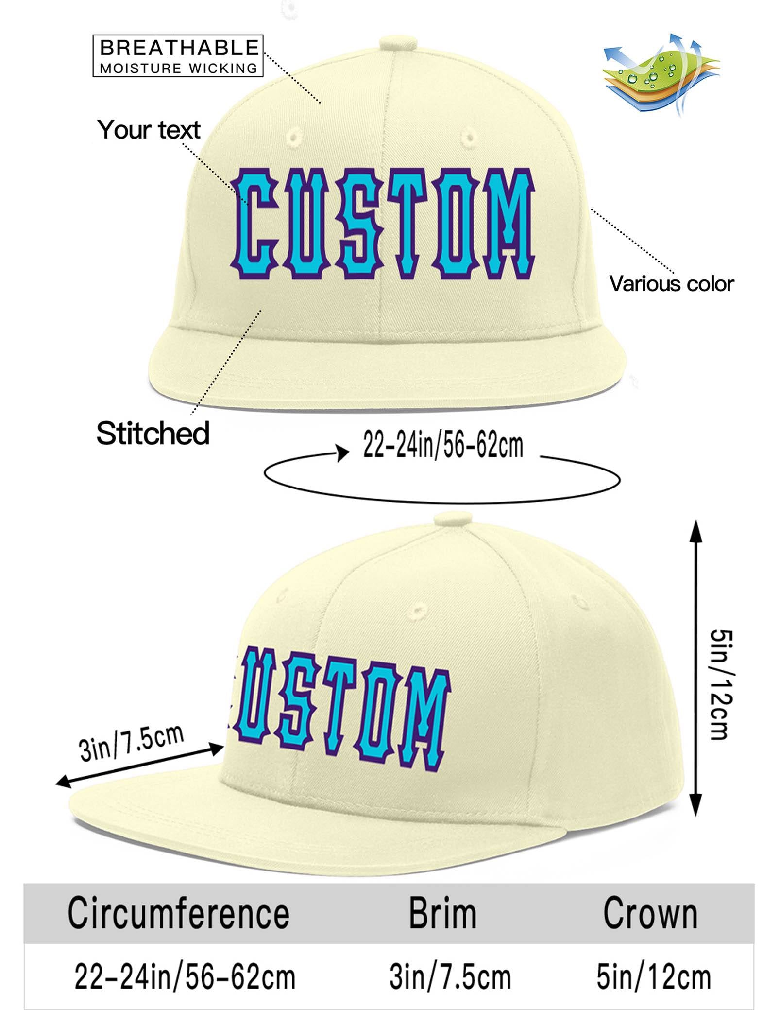 Custom Cream Light Blue-purple Flat Eaves Sport Baseball Cap