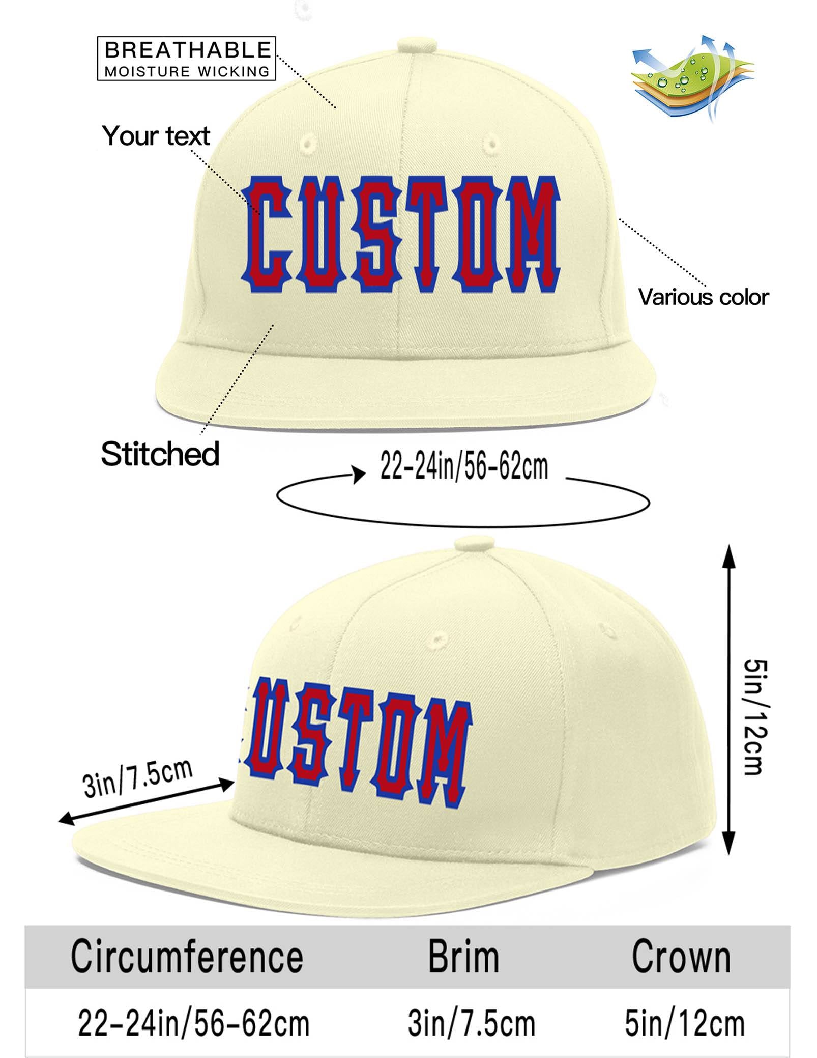 Custom Cream Red-Royal Flat Eaves Sport Baseball Cap