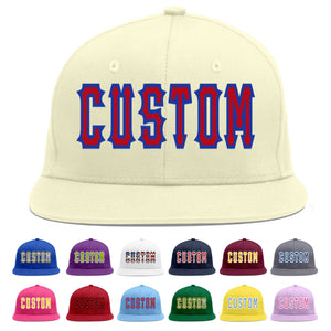 Custom Cream Red-Royal Flat Eaves Sport Baseball Cap