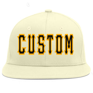 Casquette de baseball sport plate Eaves crème personnalisée noir-jaune