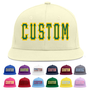 Casquette de baseball personnalisée Kelly Green-Gold Flat Eaves Sport