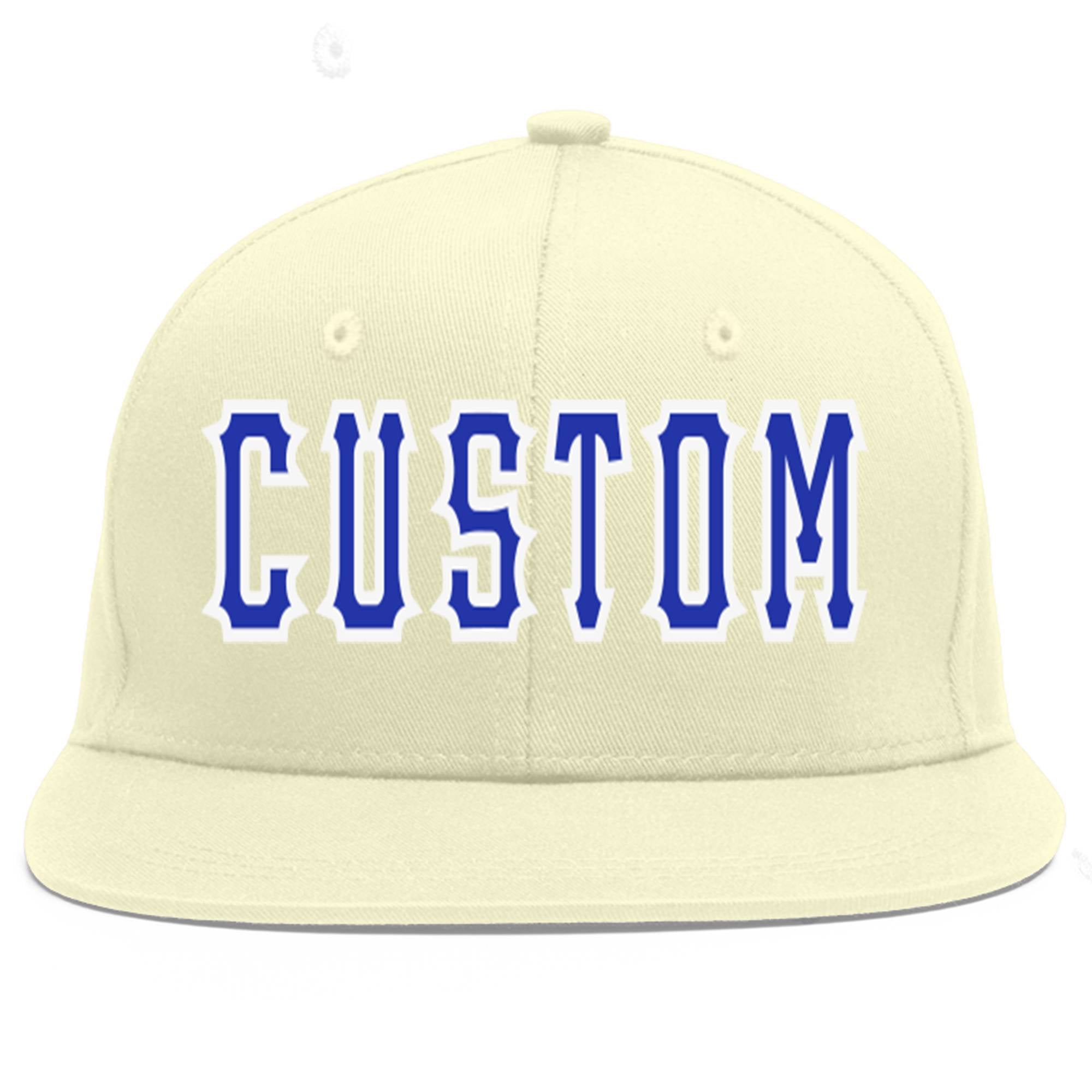 Casquette de baseball sport personnalisée crème Royal-White Flat Eaves