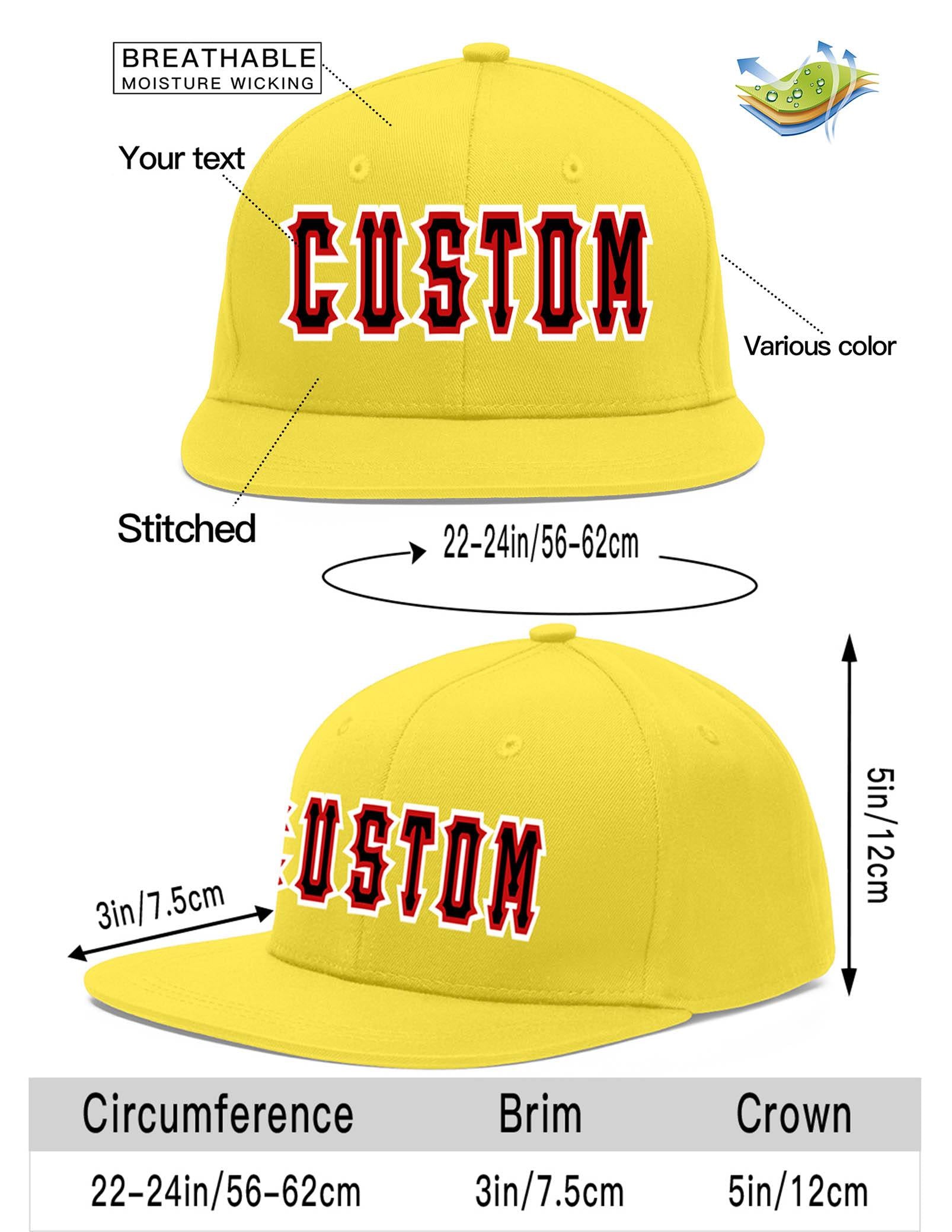 Custom Light Gold Black-Red Flat Eaves Sport Baseball Cap