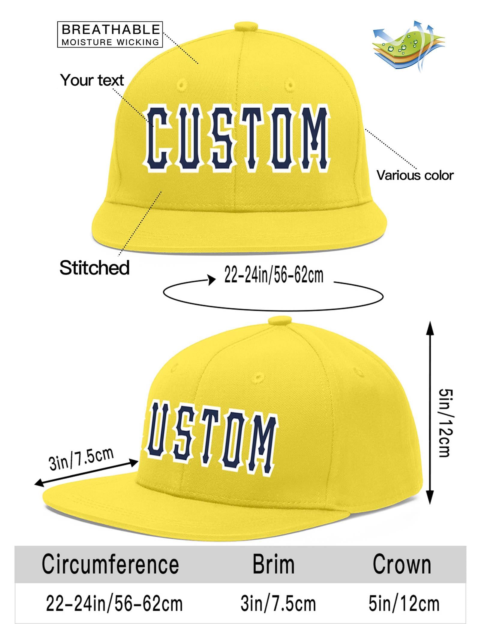 Custom Light Gold Navy-White Flat Eaves Sport Baseball Cap