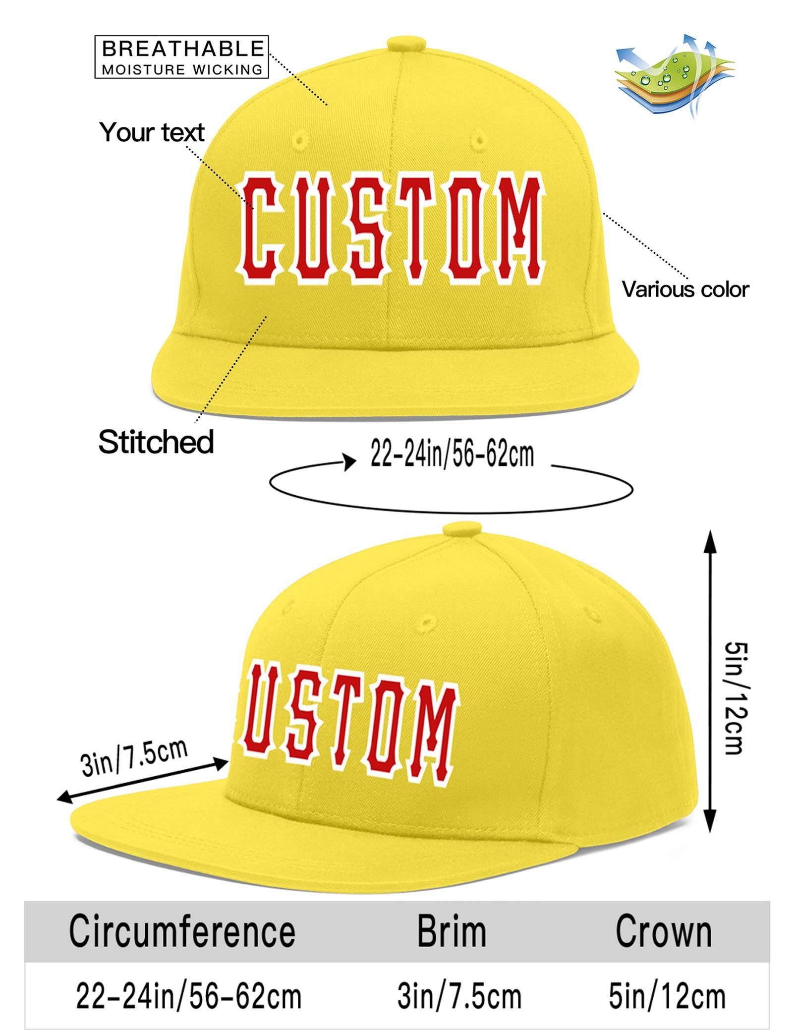 Custom Light Gold Red-White Flat Eaves Sport Baseball Cap