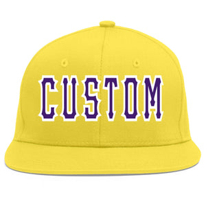 Casquette de baseball sport personnalisée or clair violet-blanc Flat Eaves