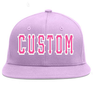 Custom Light Purple Pink-White Flat Eaves Sport Baseball Cap