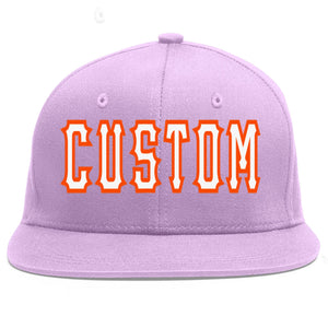 Casquette de baseball sport personnalisée violet clair blanc-orange à avant-toit plat