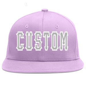 Casquette de baseball de sport personnalisée, violet clair, gris-blanc, à avant-toit plat