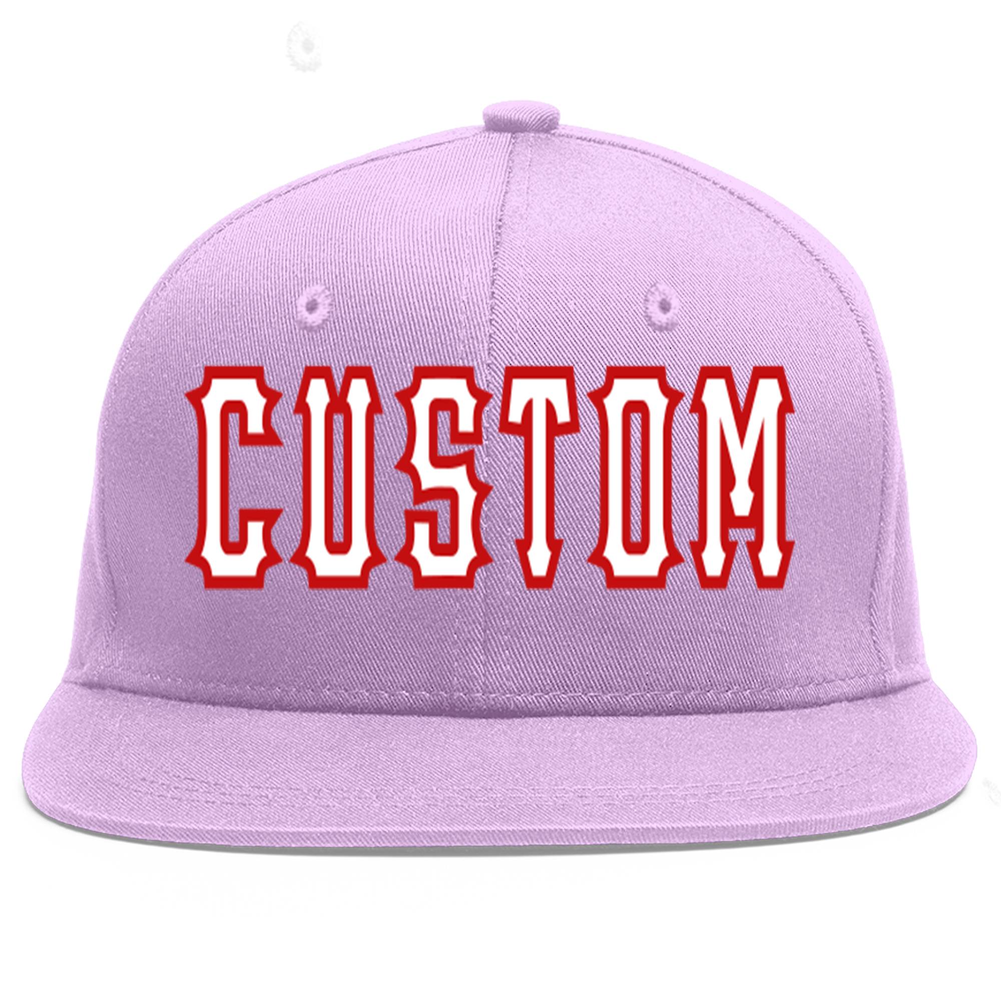 Casquette de baseball sport personnalisée violet clair blanc-rouge