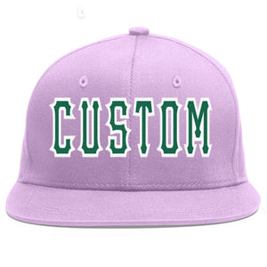 Custom Light Purple Kelly Green-White Flat Eaves Sport Baseball Cap