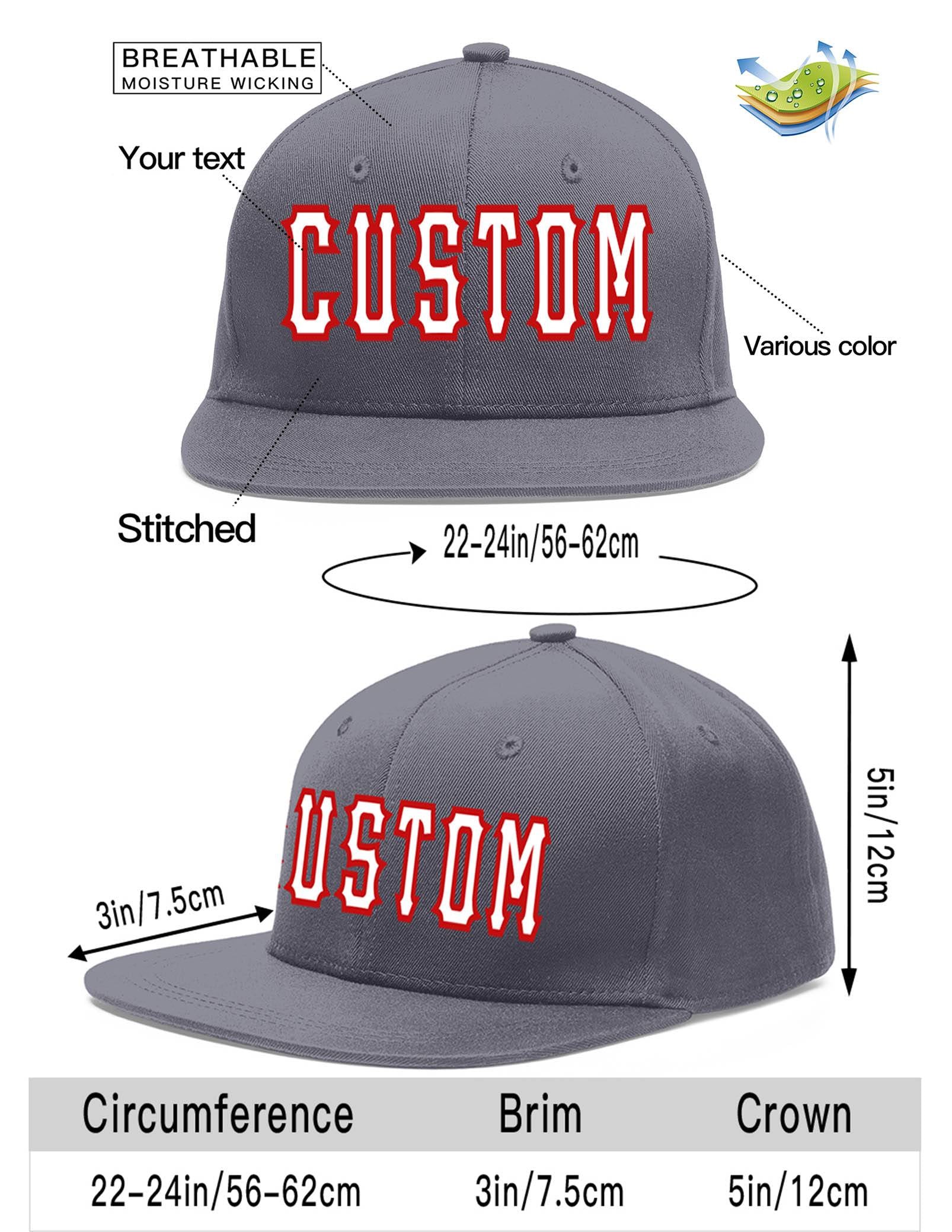 Custom Dark Gray White-Red Flat Eaves Sport Baseball Cap