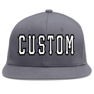 Casquette de baseball sport personnalisée gris foncé blanc-noir Flat Eaves