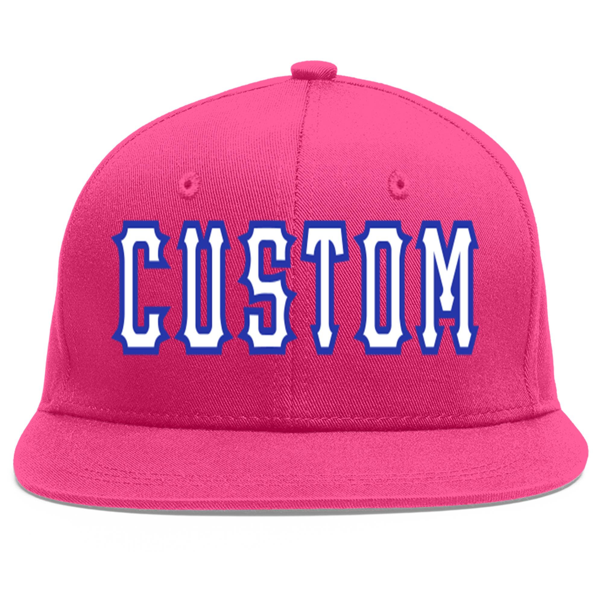 Custom Rose Red White-Royal Flat Eaves Sport Baseball Cap