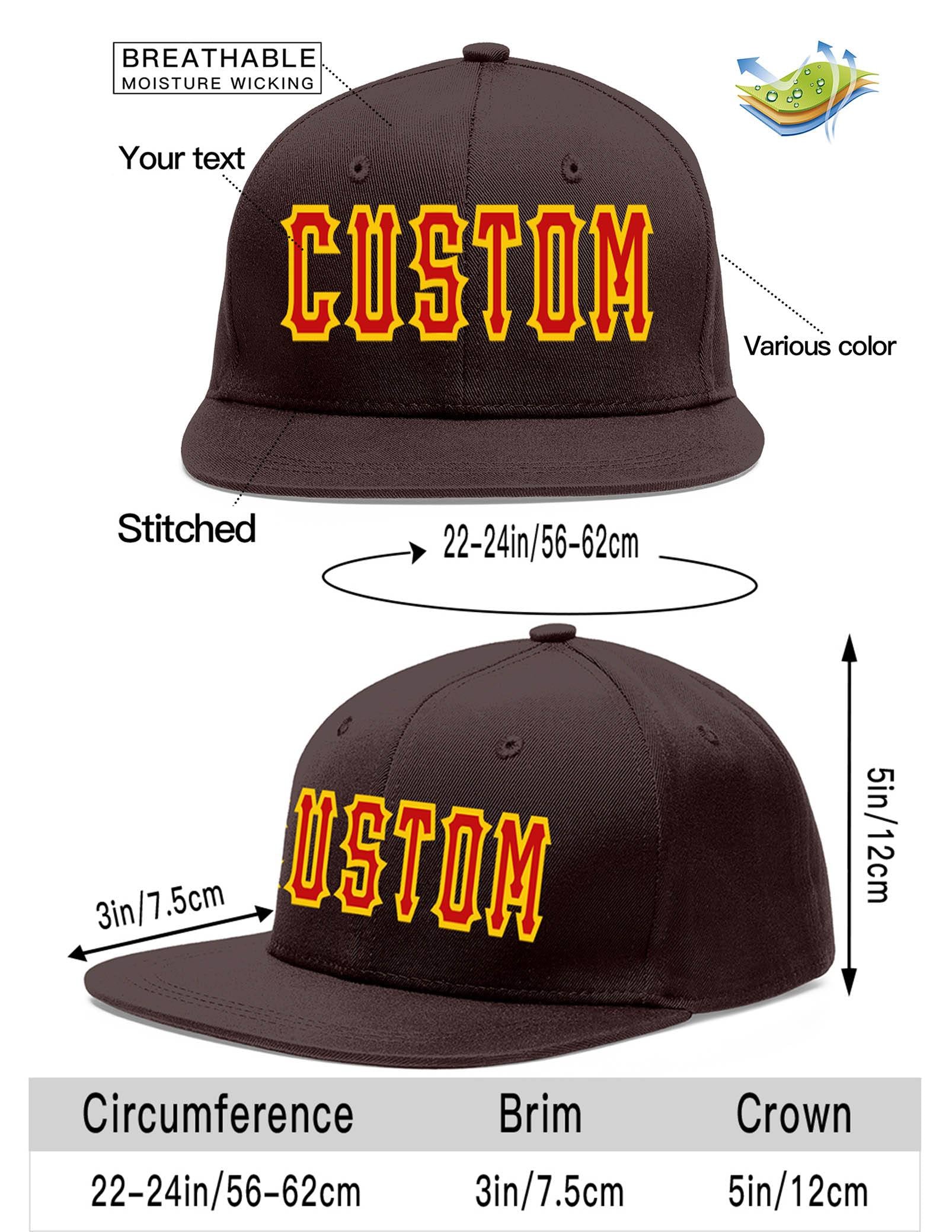 Custom Brown Red-Yellow Flat Eaves Sport Baseball Cap