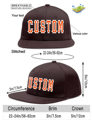 Casquette de baseball sport personnalisée marron orange-blanc Flat Eaves