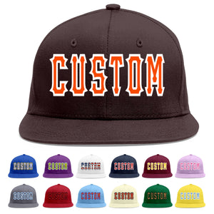 Casquette de baseball sport personnalisée marron orange-blanc Flat Eaves